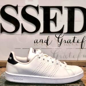 Adidas Advantage White Navy Mn 9. 5 | Wmn 10.5 #F36423